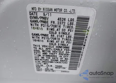 2012 Nissan Rogue S from USA, damaged, VIN JN8AS5MV1CW357260